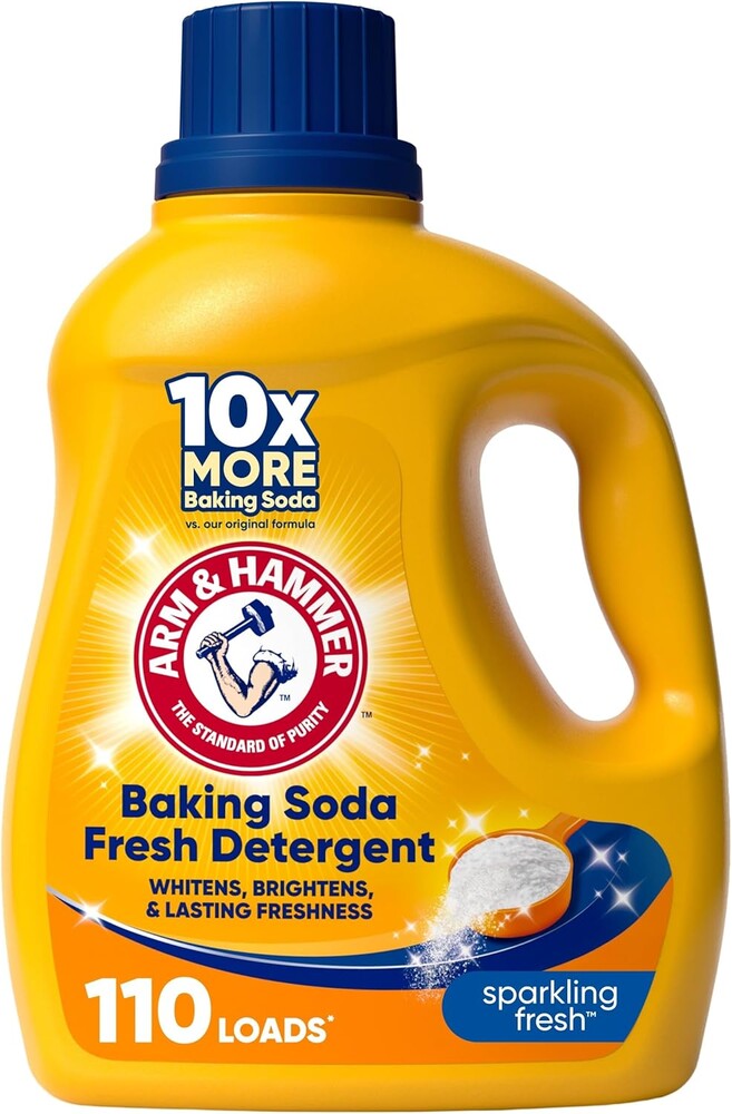 ARM & HAMMER Baking Soda Fresh Liquid Laundry Detergent, Sparkling Fresh Scent, 110 Loads, 110 Fl Oz
