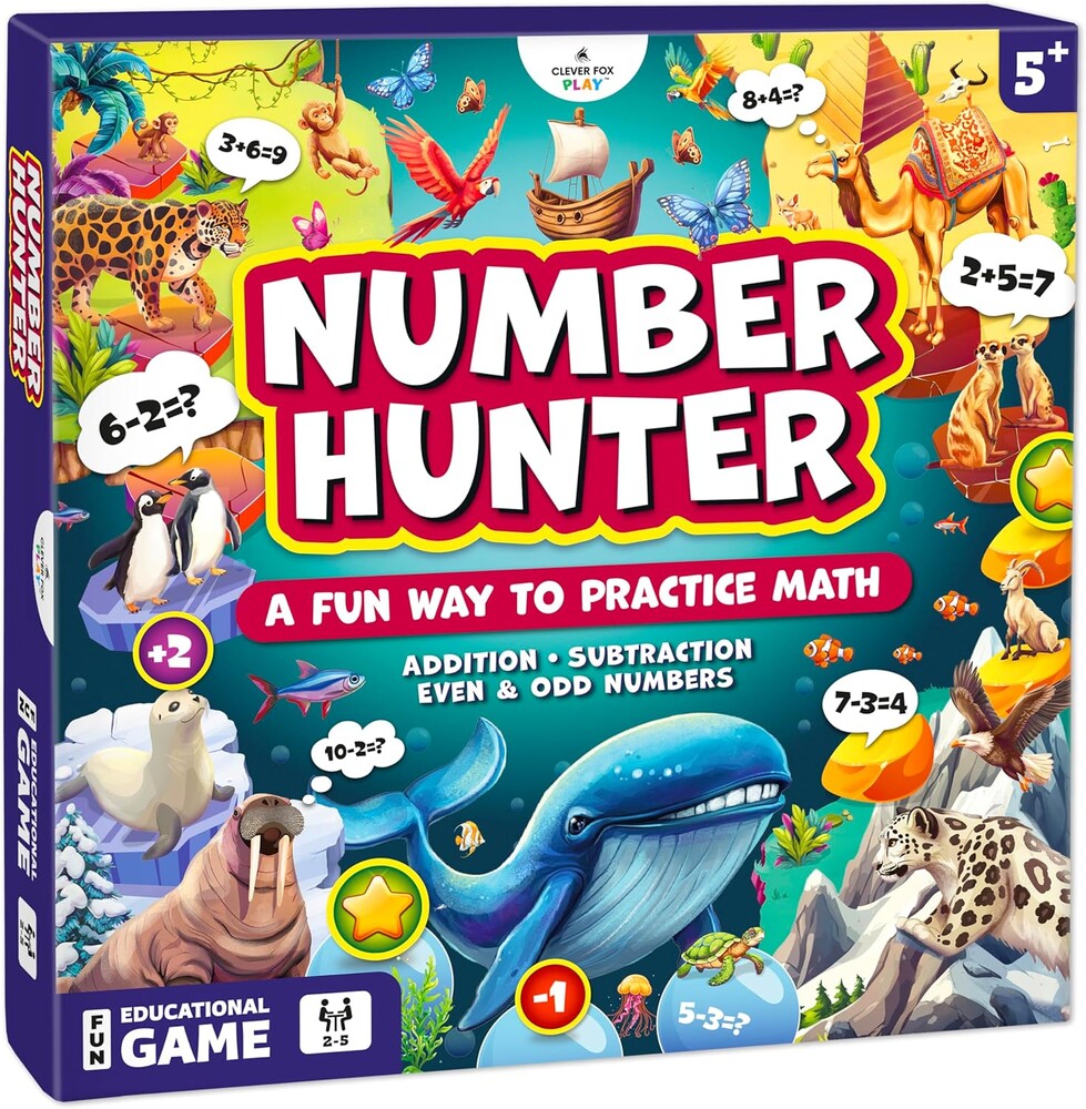Clever Fox Play Number Hunter Math Board Game – Addition & Subtraction Math Game for Kids 5-7 Year Old – Fun Educational STEM Toy for 5+ Year Old, Kindergarten, 1st-3rd Grade, Homeschool & Family