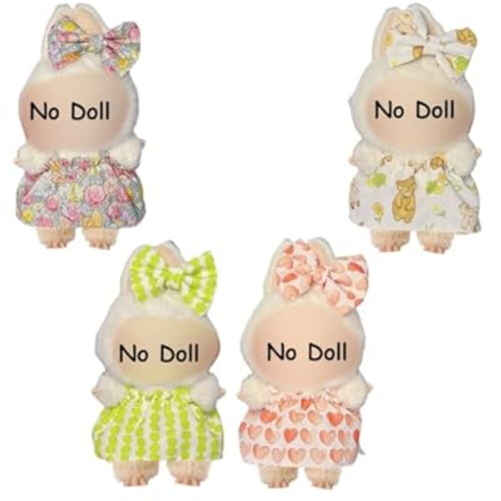 17cm Doll Clothes 4 Set Dress- 6.7 Inches Cute Dress, Suitable for 17cm Plush Dolls, Dress-Up Accessories (Doll Not Included)-Style 1