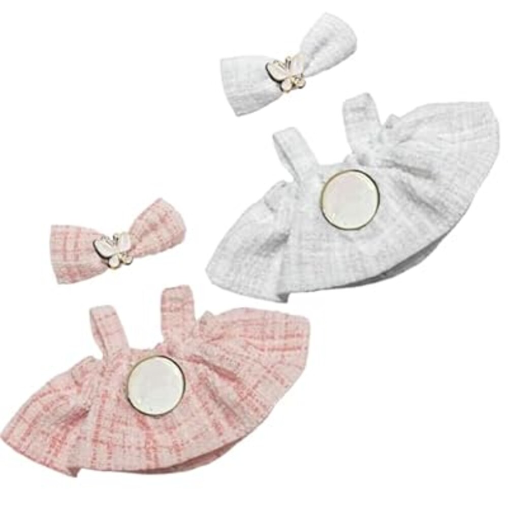 LOVMAGIC 2 Dresses Pink and White for 17cm Doll Clothes,with Cute Bow and Lovely Skirt Decor,Suitable for 17cm Plush Dolls Accessories