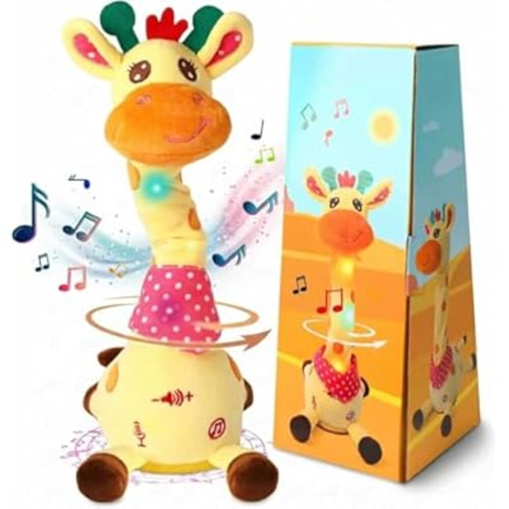 LLUKEME Dancing Talking Giraffe Toy for Baby Girl & Boy, Interactive Stuffed Animal Baby Toy Repeating What You Say, Glowing Musical Giraffe Gifts for Toddlers 1-3 Years Old, for Kids (Giraffe)