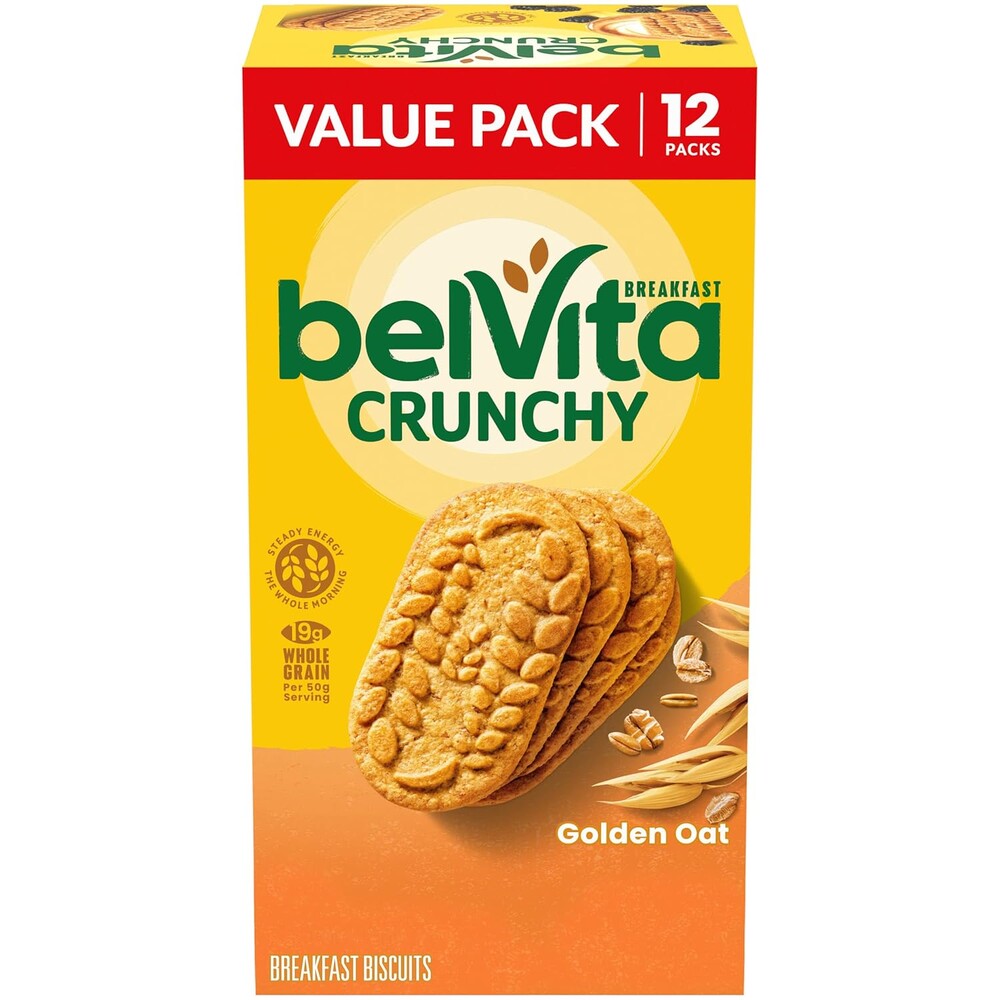 belVita Breakfast Bars Biscuits, Golden Oat, Value Pack, 12 Packs (4 Biscuits Per Pack)