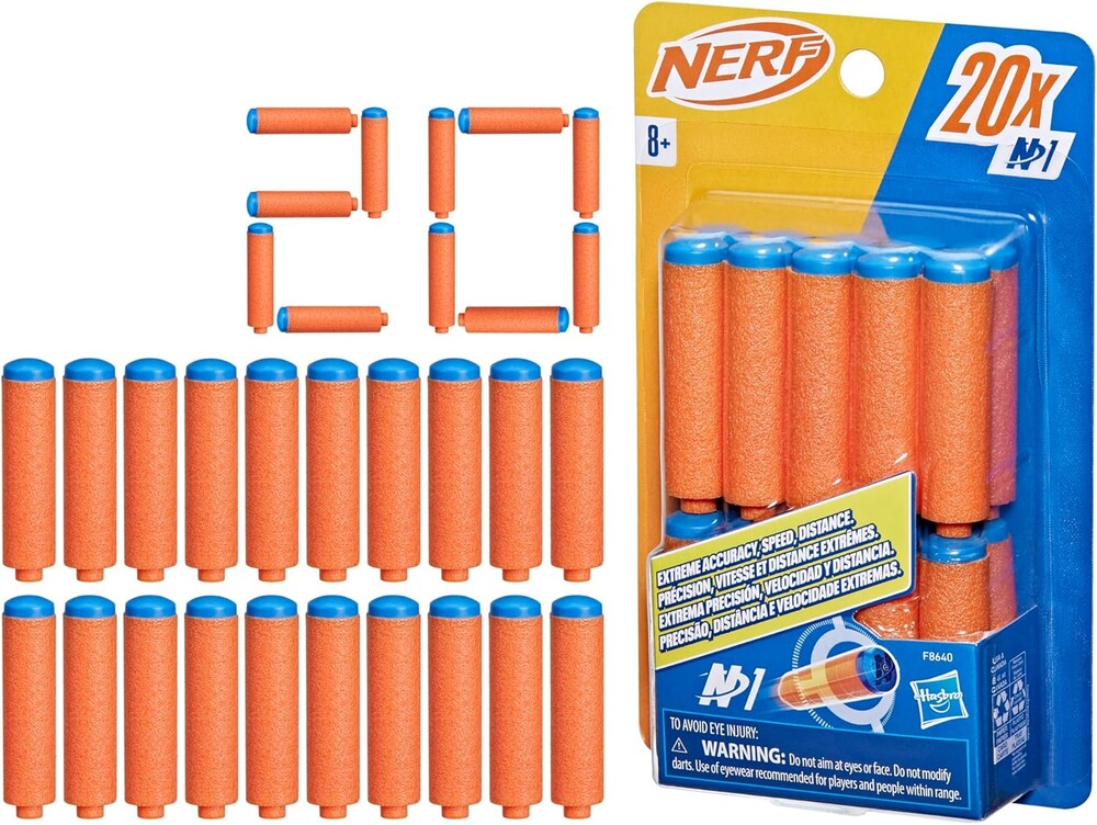 Nerf N Series N1 Darts, Includes 20 Refill Darts, Compatible Only with Nerf N Series Blasters, Outdoor Games, Ages 8+