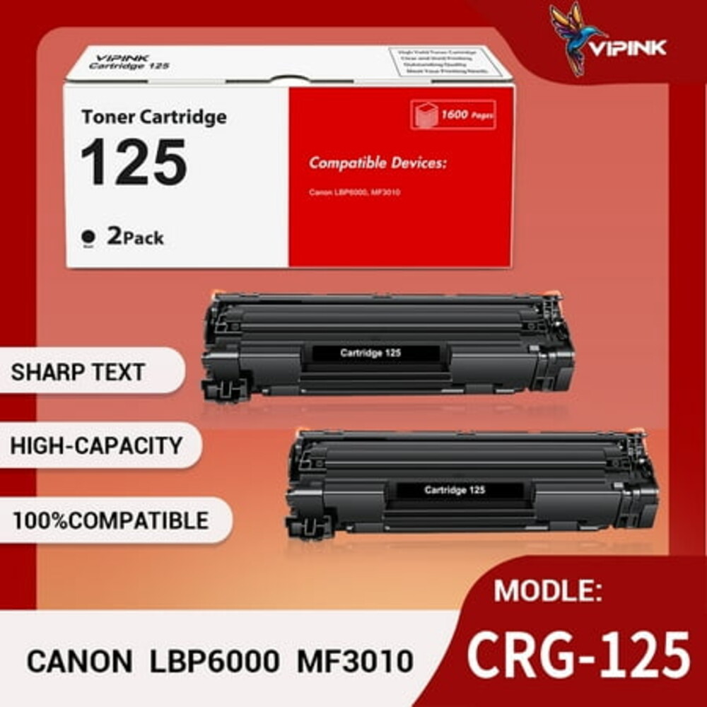 125 Black Toner Cartridge Compatible for Canon Cartridge 125 CRG125 CRG-125 used for Canon Imageclass mf3010 lbp6000 Printer Ink (2-Pack 3484B001)