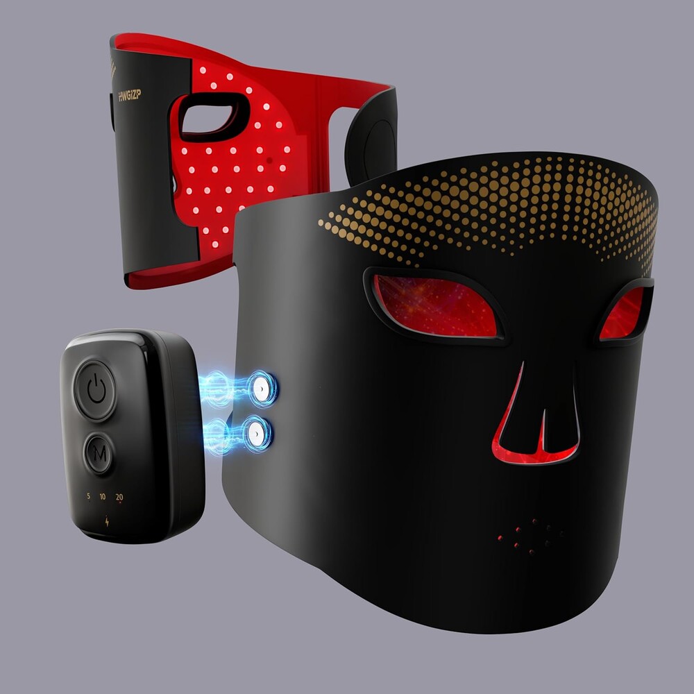 Red Light Therapy Mask for Face – Wireless LED Near-Infrared Facial Skincare Device, Rechargeable Anti-Aging Light Therapy Mask for Wrinkles, Ergonomic Design, Home & Travel Use