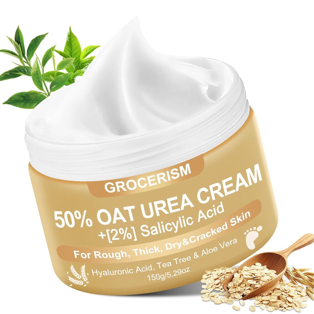 Urea Cream 50 Percent for Feet with Oat 5.29 oz || Foot & Hand Cream Maximum Strength with 2% Salicylic Acid, Tea Tree and Aloe Vera for Deep Moisturizing and Callus Removing (Upgraded Formula)