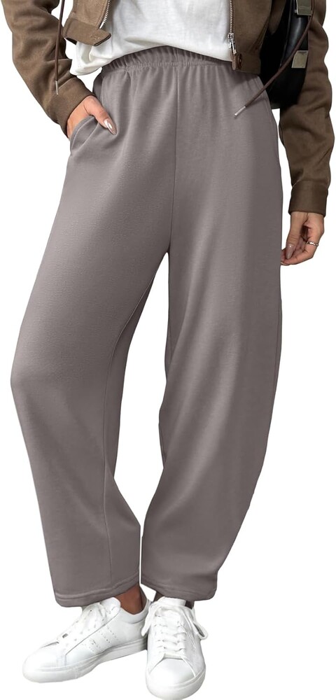 EVALESS Wide Leg Sweatpants Women Fall Clothes Casual Elastic High Waisted Baggy Pants Cropped Length Ballon Joggers