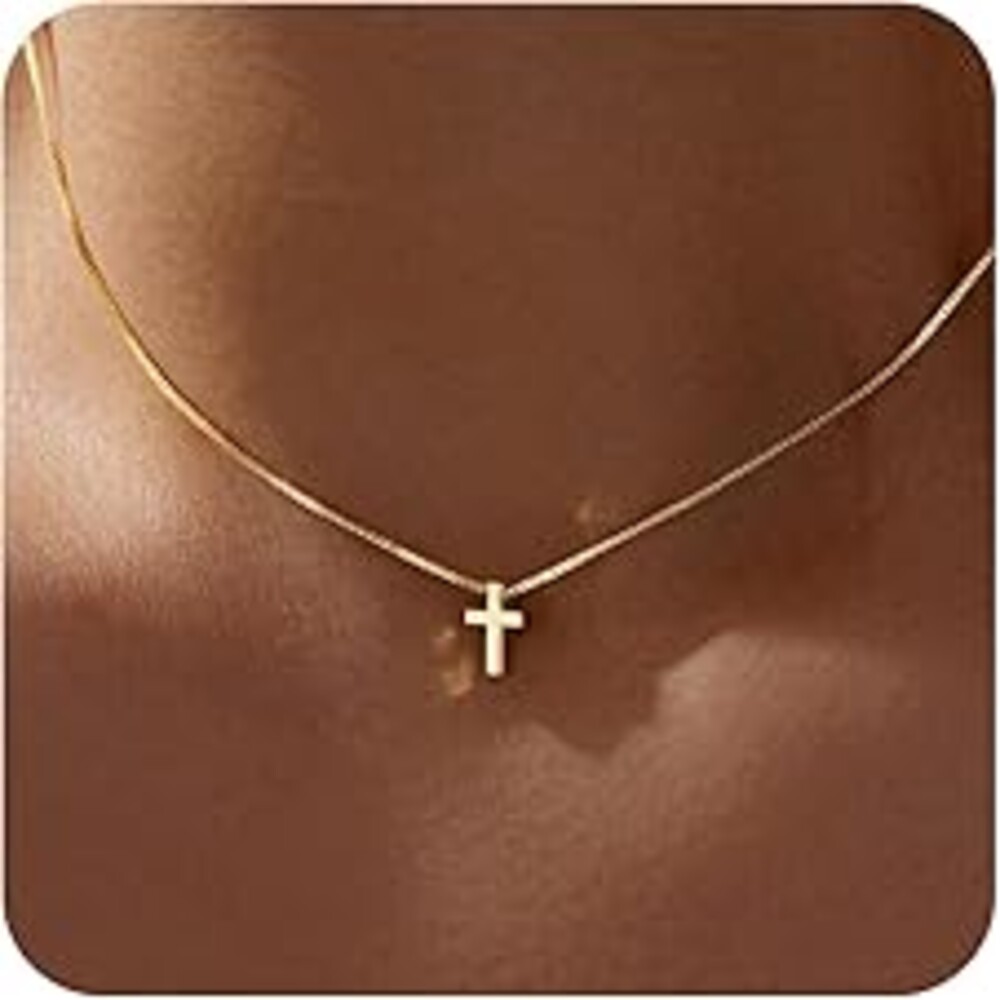 Mothers Day Gifts for Mom Cross Necklace for Women Girls, Dainty 14K Gold Silver Plated Cross Choker Jewelry Non Tarnish Waterproof Cute Simple Small Necklace Christian Baptism Religious Faith Jewelry Gifts