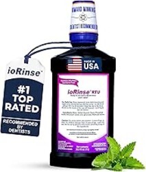 ioRinse RTU Halitosis Mouthwash for Fresh Breath, Dentists' Top Choice, Alcohol Free & Fluoride Free Molecular Iodine Oral Rinse, Soft Mint, Professional Clean Mouth Wash, RTU Mouthwash 33.8 oz