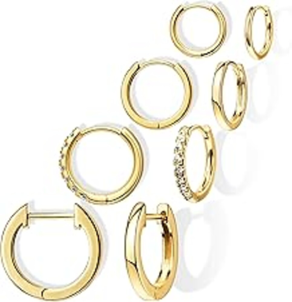 Small Gold Huggie Hoop Earrings Set for Women Men Hypoallergenic 14K Plated Stack Cartilage Earrings, Multiple Piercing Lightweight Mini Thin Cute Dainty Trendy Jewelry Set Christmas Gifts for Women