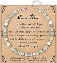 JoycuFF 𝗚𝗶𝗳𝘁𝘀 𝗳𝗼𝗿 𝗪𝗼𝗺𝗲𝗻 𝗠𝗼𝗼𝗻𝘀𝘁𝗼𝗻𝗲 𝗕𝗿𝗮𝗰𝗲𝗹𝗲𝘁 Amazonite Colorful Imperial Jasper Stainless Steel Beads Bracelets, Mothers Day Birthday Christmas Valentines Graduation Gifts