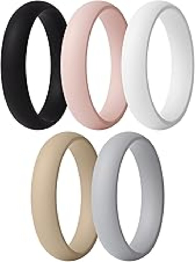 ThunderFit Women’s Silicone Engagement Rings, 5.5mm Wide, 2.1mm Thick, Wedding Rubber Bands, Variety Multipack 2/3/4/7