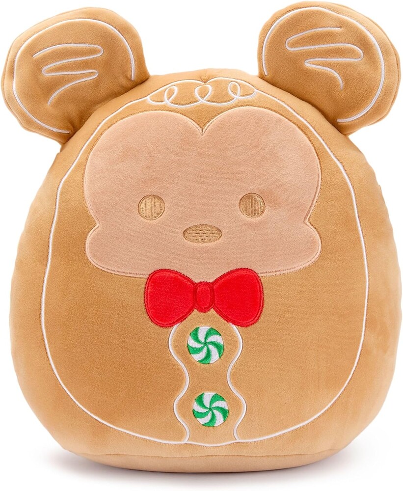 Disney Store Official Mickey Mouse Gingerbread Squishmallows Plush - 10 Inch Disney Christmas Stuffed Animal with Embroidered Features, Detailed Plush Sculpting and Soft Squishy Fill