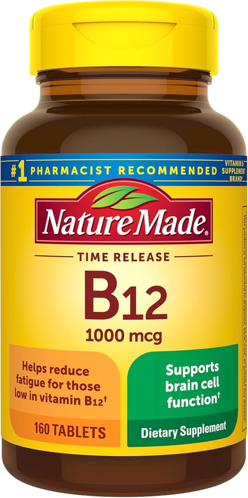 Nature Made Vitamin B12 1000 mcg, B12 Vitamins, Dietary Supplement for Energy Metabolism Support, 160 Time Release Tablets, 160 Day Supply