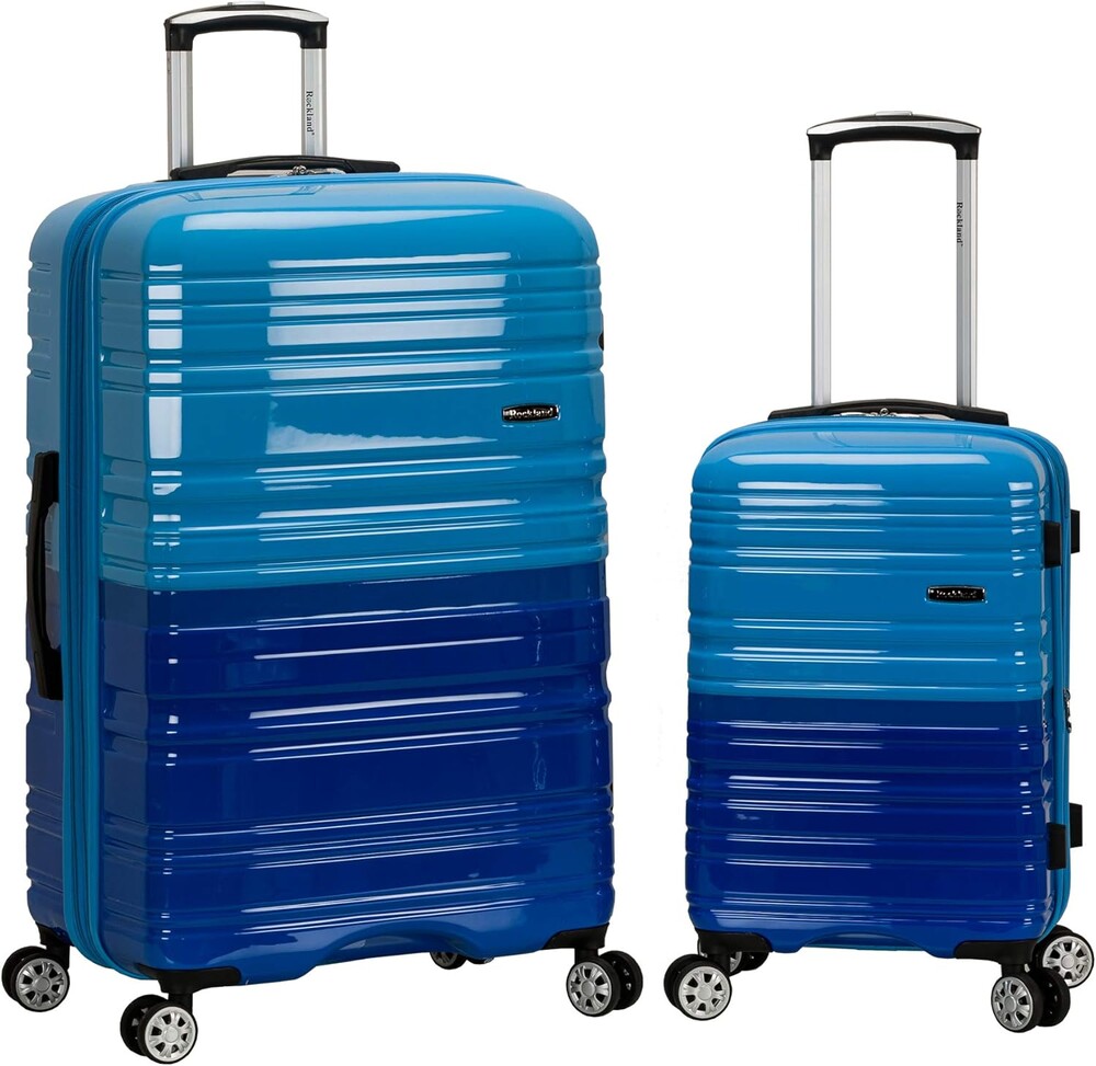 Rockland Melbourne Hardside 2 Piece Expandable Spinner Wheel Luggage Set, (20"/28"), Two Tone Blue