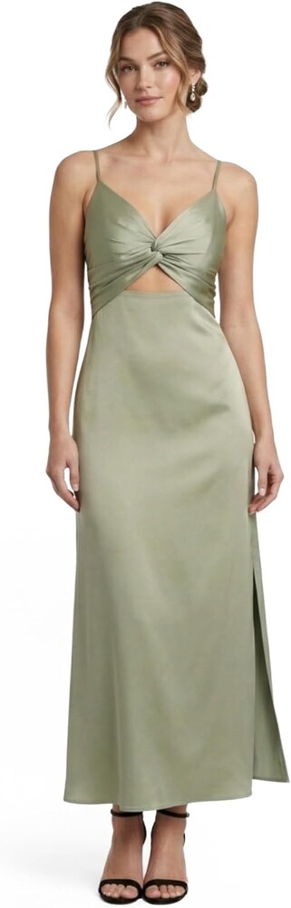 David's Bridal Charmeuse Twist Bodice Sheath Dress with Cutout