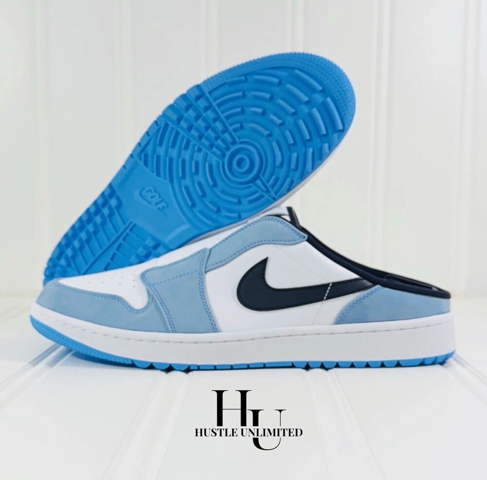 NEW Nike Air Jordan 1 Mule ‘UNC’ University Blue Spikeless Golf Shoes Men’s 14