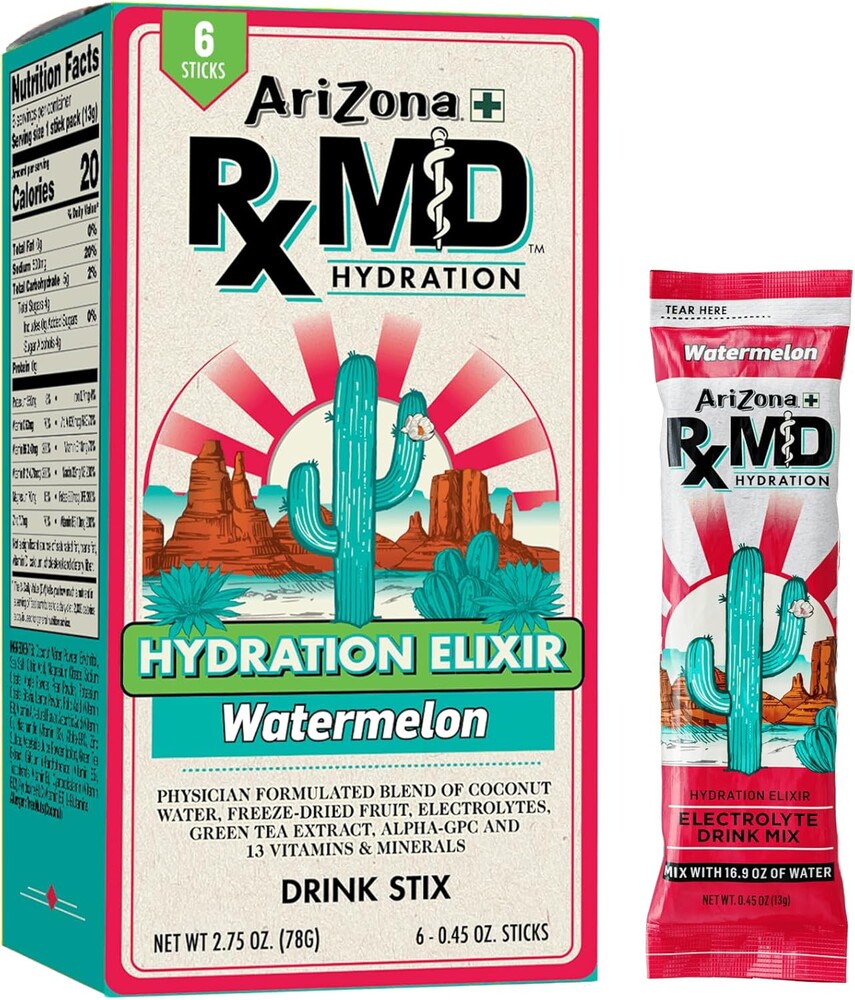 Arizona Rx MD Hydration Watermelon - Drink Mix - 920mg of Electrolytes - 0.45 oz Powder Sticks (Pack of 6)