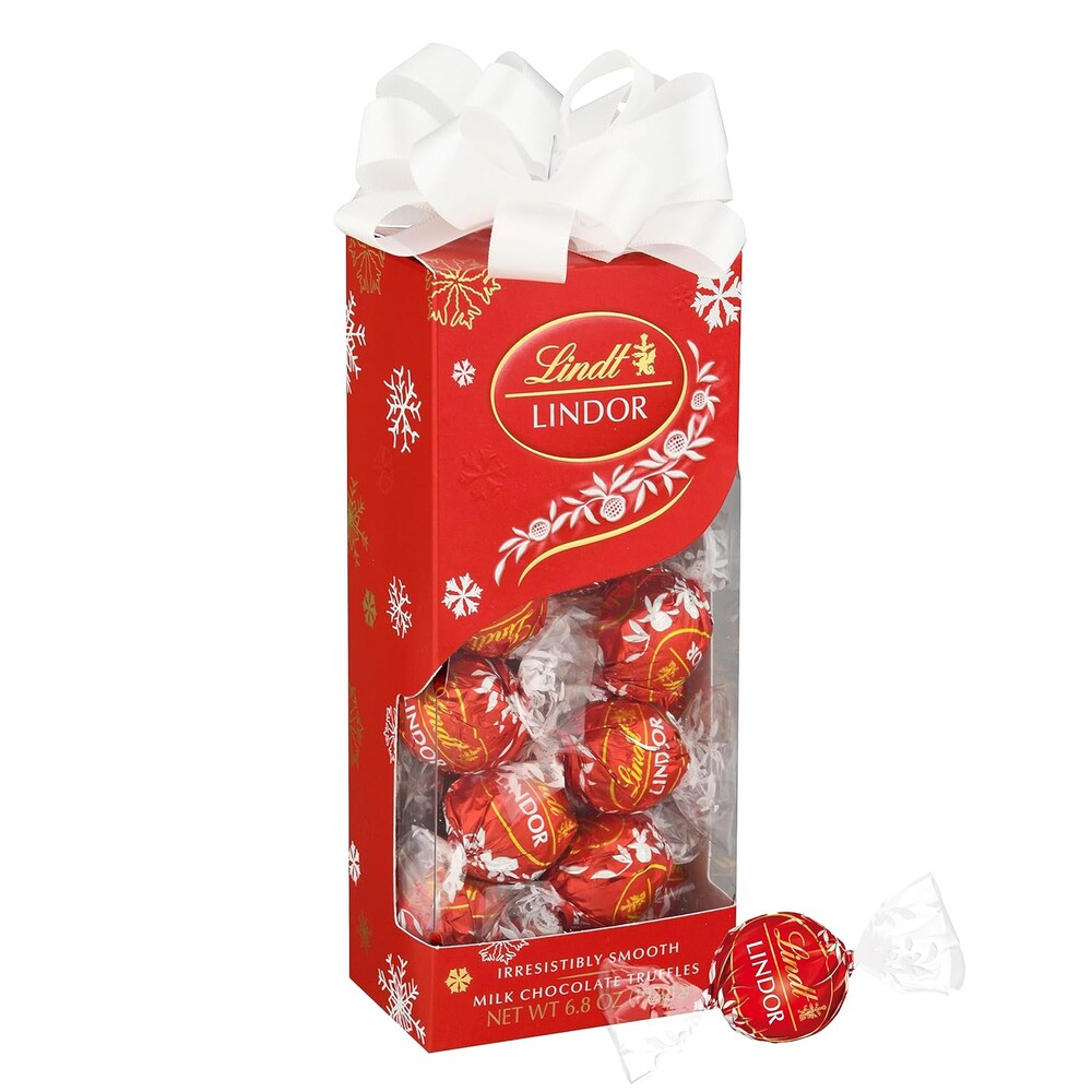 Lindt LINDOR Milk Chocolate Candy Truffles Traditions Gift Box, Milk Chocolate Candy with Smooth, Melting Truffle Center, 6.8 oz.