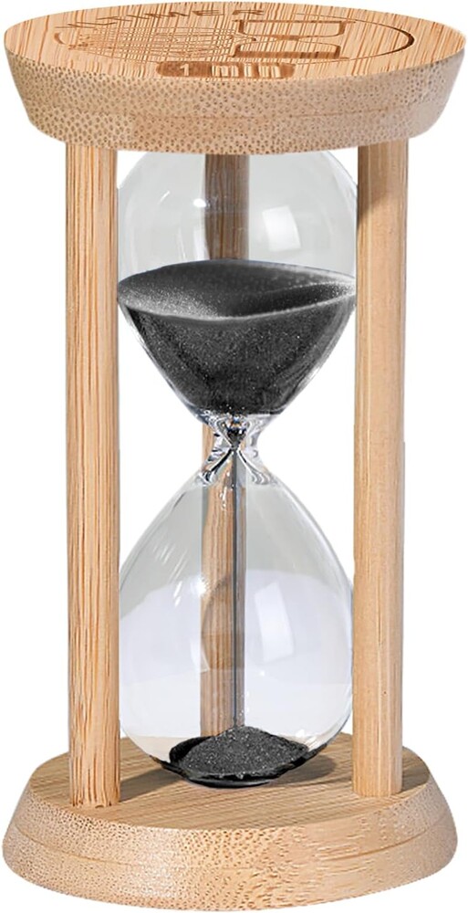 1 Minute Wooden Sand Timers, Bamboo Mini Black Sand Hourglass for Productivity, Meditation & Decor, 1 Min Small Reloj De Arena for Kitchen, Office, Game, Classroom