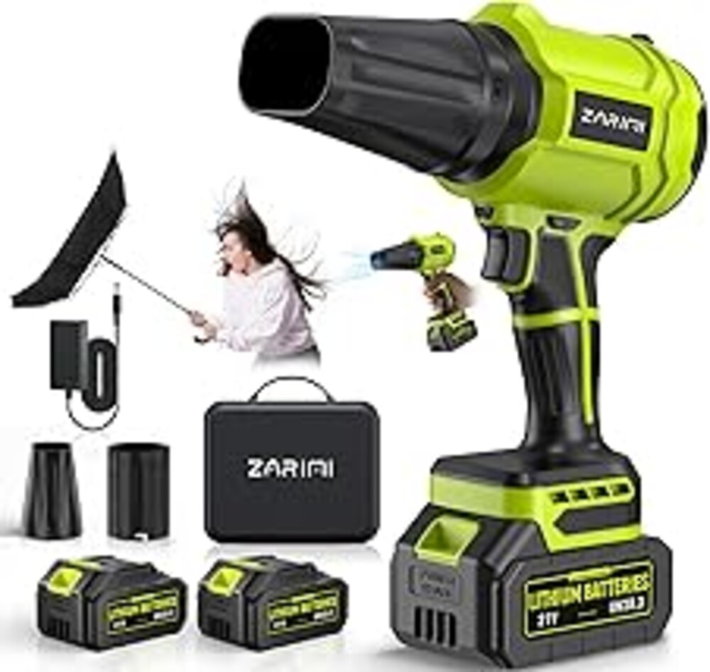 YUQUESEN Cordless Leaf Blower, 980,000 RPM Handheld Leaf Blower with 2 X 4.0Ah Batteries & Charger, Lightweight Leaf Blowers for Patio Cleaning, Lawn Care, Leaves, Dust - Light Green