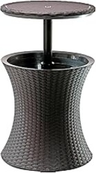 Keter Pacific Cool Bar Outdoor Patio Furniture and Hot Tub Side Table with 7.5 Gallon Beer and Wine Cooler, Espresso Brown
