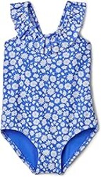 Amazon Essentials Girls' Frill-Trimmed One-Piece Swimsuit