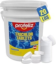 PROFELIZ Chlorine Tablets 3 Inch for Swimming Pools, Kills Bacteria and Stops Algae, Slow Dissolving,Exclusive Protective Packaging,Pool Chlorine Tablets,20lbs