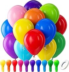 Bezente Assorted Rainbow Latex Balloons, 100 Pack 12 inch Round Helium Bright Color Balloons for Birthday Bridal Shower Wedding Party Decorations