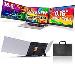 Laptop Screen Extender, 15.6" Ultra Light & Thin Triple Portable Monitor for Laptop with 1080P FHD IPS Display, Two Cable USB-C/HDMI Plug-Play Monitor Extender for Mac/Win/Android, Fits 13-17" Laptops