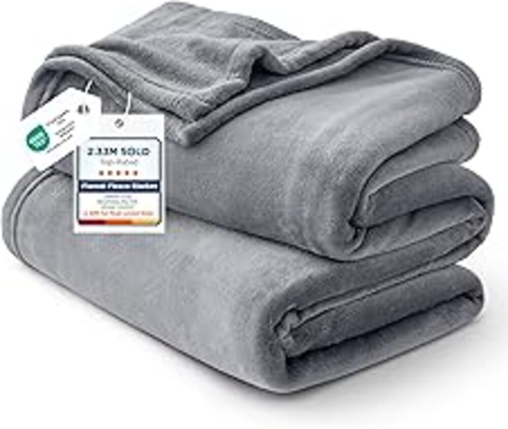 Bedsure GentleSoft Fleece Bed Blankets Queen Size Grey - Soft Warm Spring Blanket Lightweight Cozy Anti-Static Microfiber, Room Home Decor Gifts for Women and Men, 90x90 inches