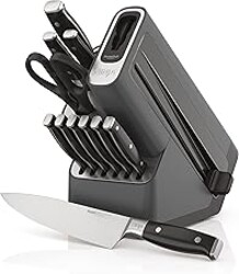 Ninja K32012 Foodi NeverDull Premium Knife System, 12 Piece Knife Block Set with Built-in Sharpener, German Stainless Steel Knives, Black