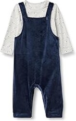 Amazon Essentials x Sofia Grainge Unisex Babies' Velour Overall and Long Sleeve Bodysuit Set