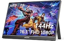 ARZOPA 16.1'' 144Hz Portable Gaming Monitor, 106% sRGB 1080P FHD Kickstand Portable Monitor with HDR, Ultra Slim, Eye Care, External Second Screen for Laptop, PC, PS5, Mac, Xbox-Z1FC