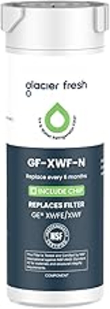 GLACIER FRESH Water Filter Compatible with XWFE (Built-in CHIP), Replacement for GE XWFE, XWF Refrigerator Water Filter NSF/ANSI 42 Certification Pack of 1