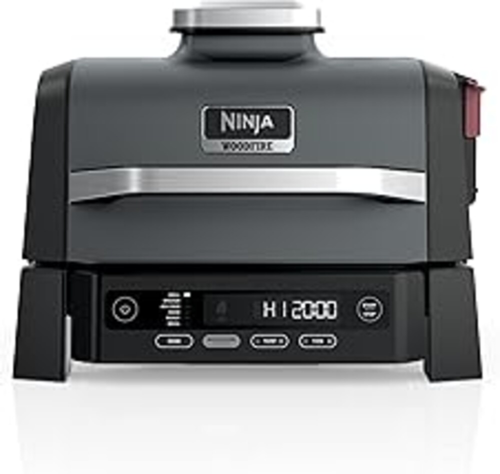 Ninja Woodfire Outdoor Grill & Smoker, 6-in-1 Functionality, Grill, Smoke, Bake, Roast, Air Fry, Broil, Authentic Woodfire Flavors, Electric Heat, OG321