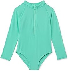Amazon Essentials Girls' Long Sleeve Rash Guard One-Piece Swimsuit