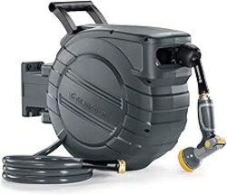 GLAHODEN Retractable Garden Hose Reel 1/2 in x 100 ft, 2025 Upgraded Dual Ratchet Lock UV & Freeze Protection Brass Seal Slow Retraction Anti-Tangle Hose 180°Swivel Reinforced Scaffold Wall Mount