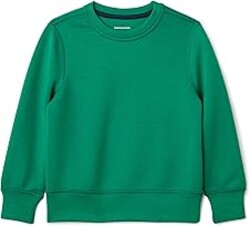 Amazon Essentials Boys' Active Sweat Relaxed-Fit Crewneck Pullover Sweatshirt, Emerald Green, Large