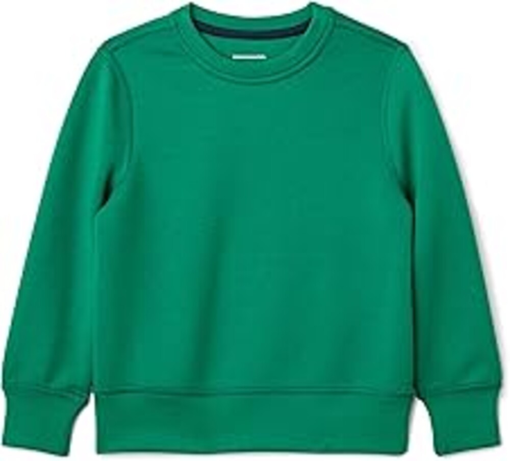 Amazon Essentials Boys' Active Sweat Relaxed-Fit Crewneck Pullover Sweatshirt, Emerald Green, Large