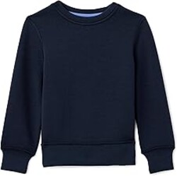 Amazon Essentials Boys' Active Sweat Relaxed-Fit Crewneck Pullover Sweatshirt, Navy, Large