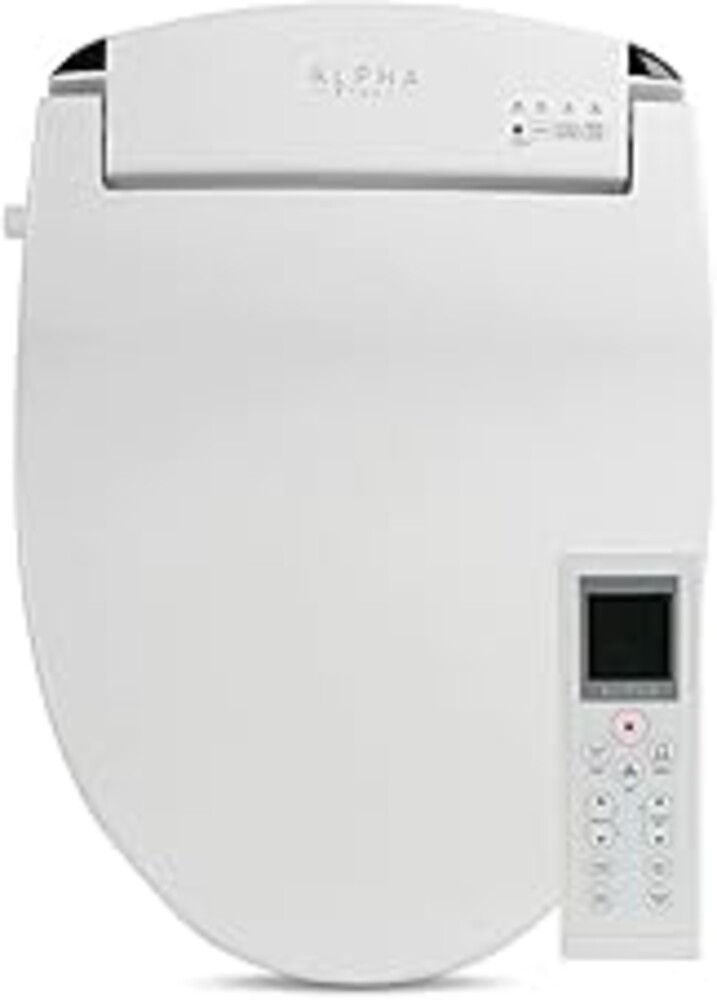 ALPHA BIDET JX2 Elongated Bidet Toilet Seat, White, Endless Warm Water, *NEW* Bowl Mist, LED Light, Quiet Operation, Wireless Remote, Stainless Steel Nozzle, Sittable Lid, 3 Year Warranty