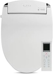 ALPHA BIDET JX2 Elongated Bidet Toilet Seat, White, Endless Warm Water, *NEW* Bowl Mist, LED Light, Quiet Operation, Wireless Remote, Stainless Steel Nozzle, Sittable Lid, 3 Year Warranty