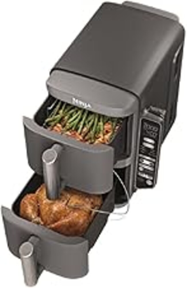 Ninja DoubleStack XL Smart Air Fryer, 2-Basket, 10 QT, 6-in-1, DoubleStack Technology Cooks 4 Foods at Once, Space Saving Design, Air Fry, Broil, Bake SL451