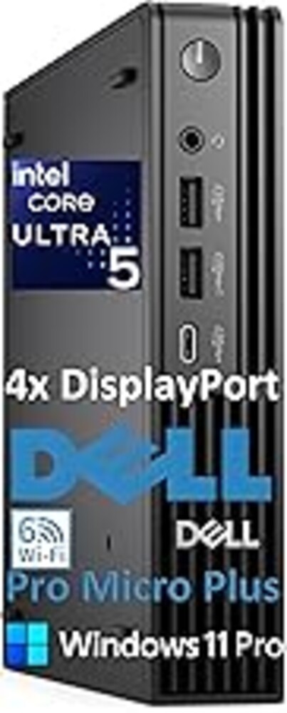 Dell Pro Micro Plus Mini PC (Next Gen OptiPlex 7000 MFF), Bussiness Desktop Computer AI PC, Intel 14-Core Ultra 5 235T (Beat i7-13700T), 16GB DDR5, 512GB SSD, WiFi 6, Bluetooth, 4X DP, Windows 11 Pro