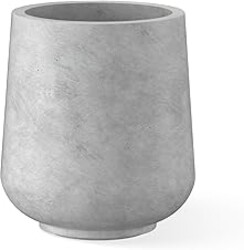 Kante 15.3" Dia Round Concrete Planter, Outdoor Indoor Large Plant Pots Containers with Drainage Hole and Rubber Plug for Home Garden Patio, Natural Concrete