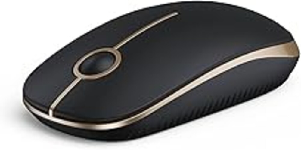 VssoPlor Wireless Mouse, 2.4G Slim Portable Computer Laptop Mouse with Nano Receiver Quiet Silent Optical Mice for Notebook, PC, Laptop, Computer-Black and Gold