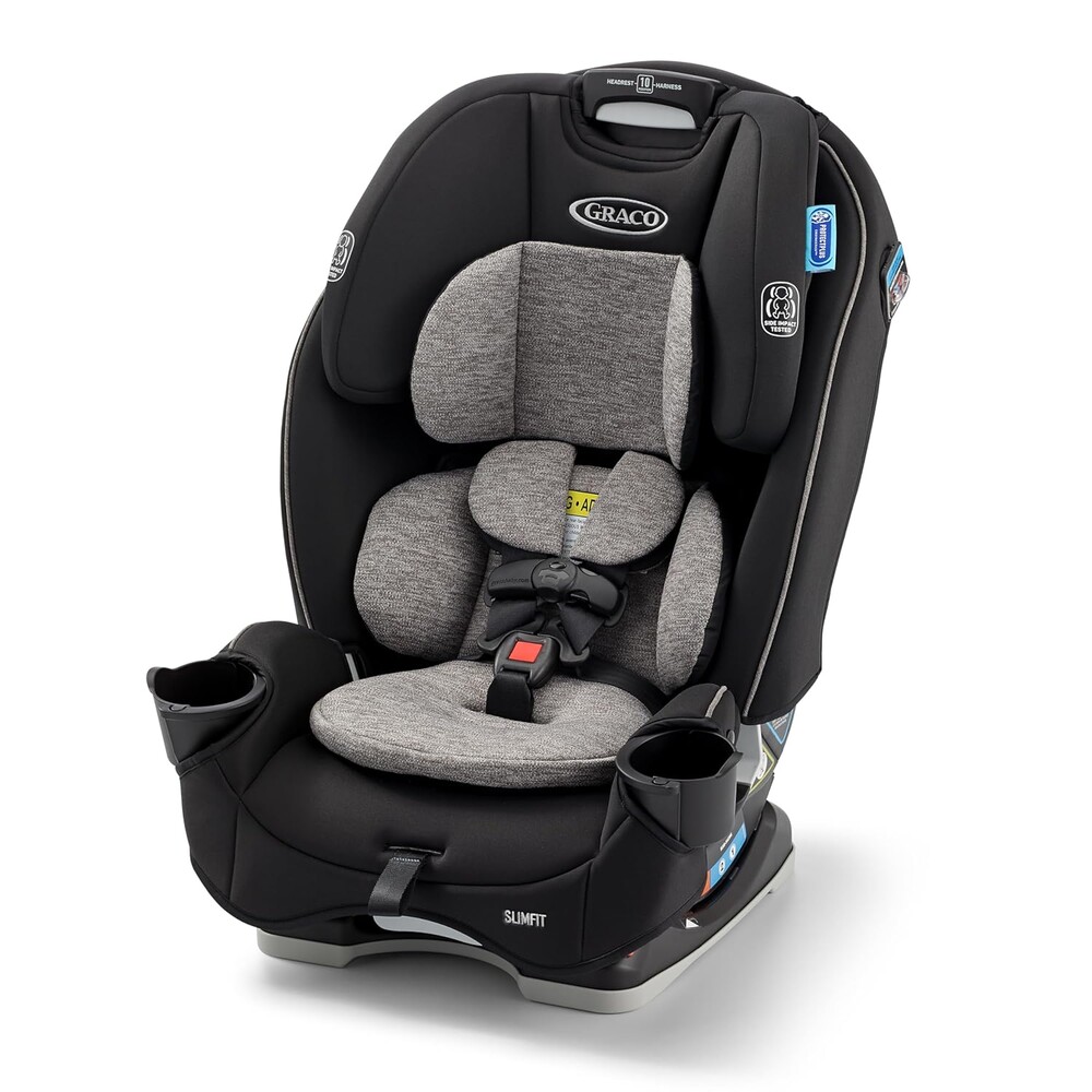 Graco Slimfit 3-in-1 Convertible Car Seat, Slim Car Seat with Space-Saving Design, Highback Booster Seat with 10-Position Headrest, Rear Facing and Forward Facing Carseat
