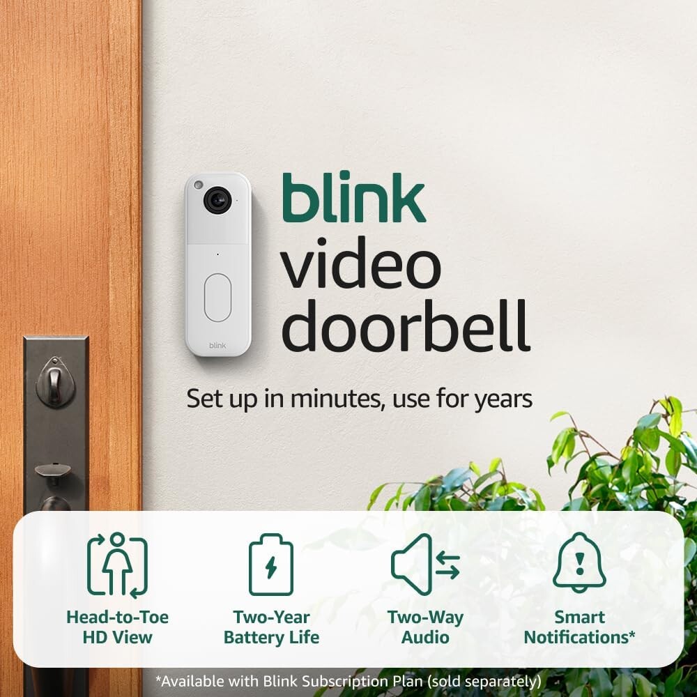 All-new Blink Video Doorbell + Outdoor 4 XR – Wireless smart security cameras, two-year battery life, go up to 400 feet from your home with extended range. Sync Module XR included.