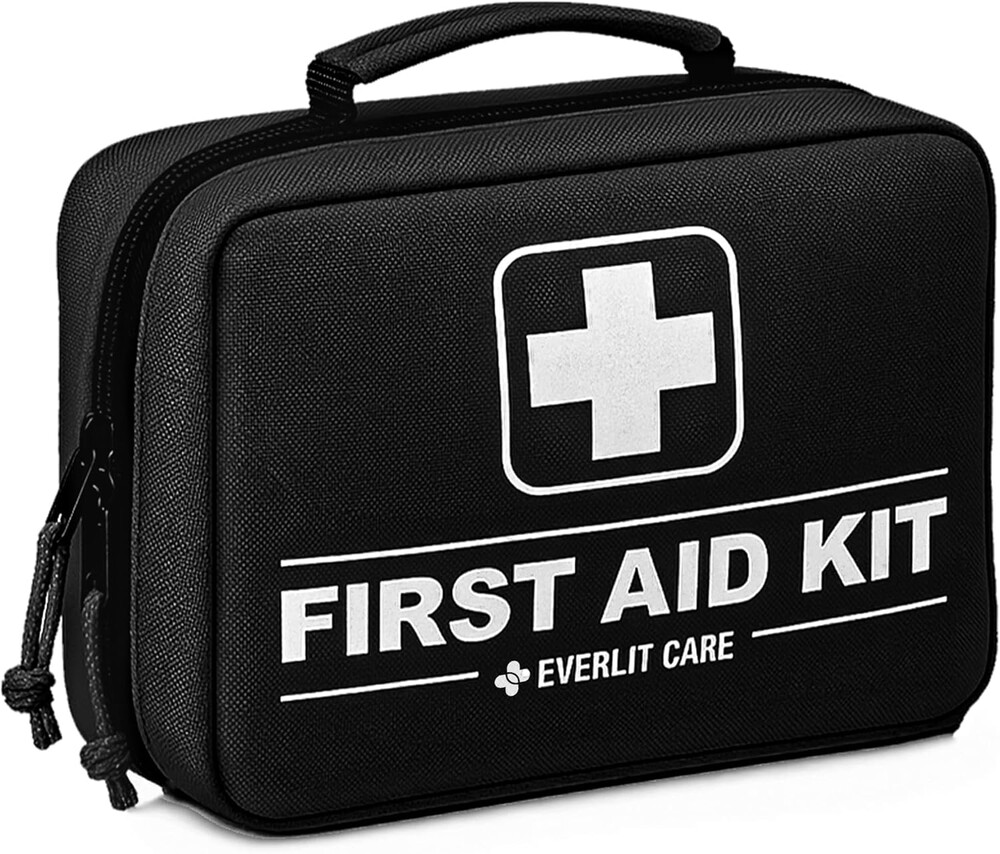 Everlit Care 380 Pcs First Aid Kit All-Purpose Medical Essential Kit for Cuts, Scrapes, Burns, Emergency Preparedness | for Home, Office, Car, Travel, Camping, Outdoor (Black)